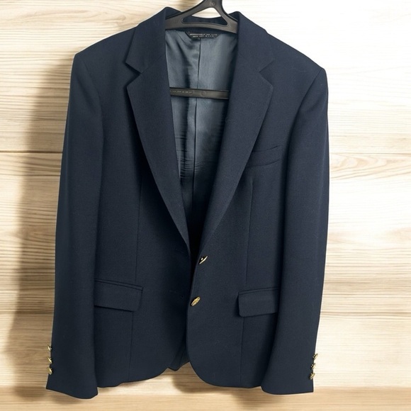 Vintage Stunning Union Made navy blue preppy gold button blazer, "Walkers" - Picture 1 of 10